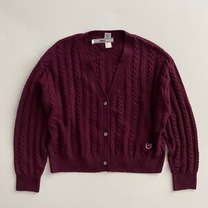 PINK Victoria's Secret Sweater Burgundy Cable Knit Cardigan Nwt XXL 2XL